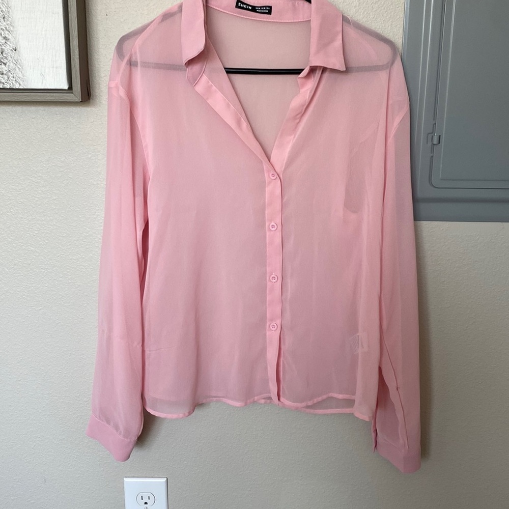 Button down light pink blouse, medium